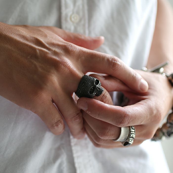 JNS986-BK)スカルリングパヴェ-ブラック/指輪｜アクセサリー通販の