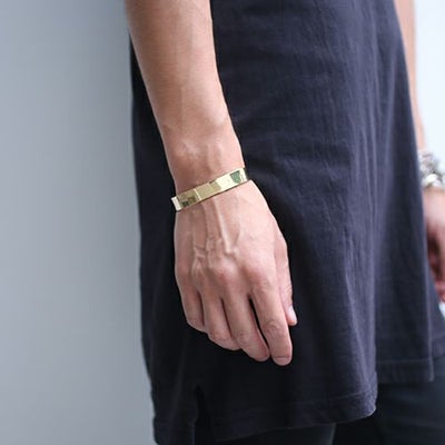 【ジャムホームメイド（JAMHOMEMADE）】平打ち FORGING（鍛造） バングル L - K18イエローゴールド / ブレスレット