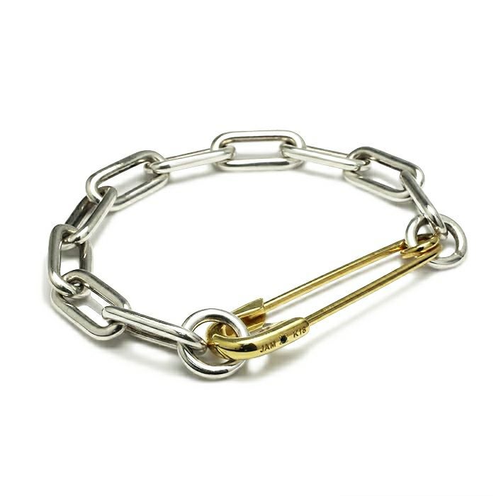 【JAM  MADE 】安全ピン ダイヤモンド チェーン ブレスレットM J-BR012-SV)安全ピン長アズキチェーンダイヤモンドブレスレットM