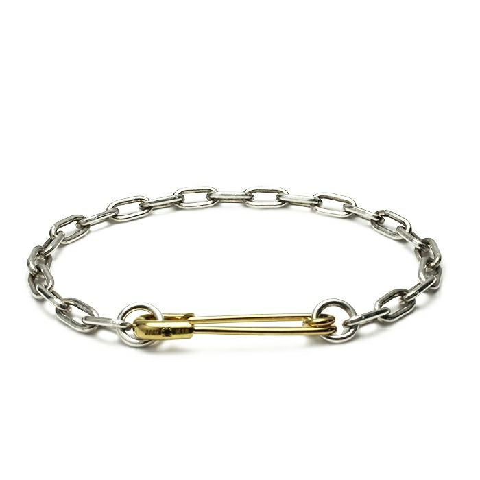 【ジャムホームメイド（JAMHOMEMADE）】安全ピン （セーフティピン）  長アズキ チェーン ダイヤモンド ブレスレット M - K18イエローゴールド