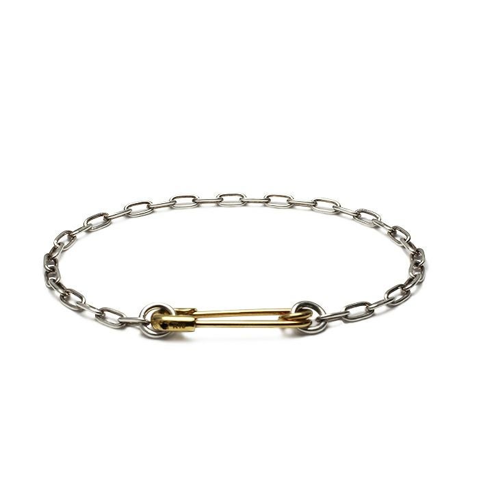 JBR012K18Y)安全ピン長アズキチェーンダイヤモンドブレスレットM-K18