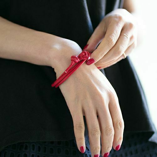 【ジャムホームメイド（JAMHOMEMADE）】3月 誕生石 ディア レザー ブレスレット 3巻 - アクアマリン