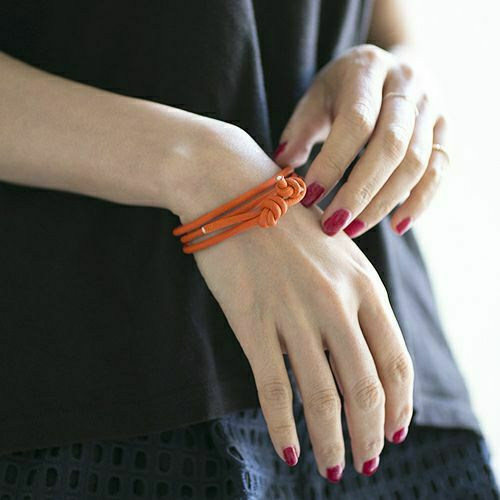 【ジャムホームメイド（JAMHOMEMADE）】3月 誕生石 ディア レザー ブレスレット 3巻 - アクアマリン