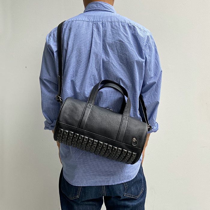 J-BG005)ENDUREレザーJAMスタッズ2WayドラムバッグショルダーバッグS