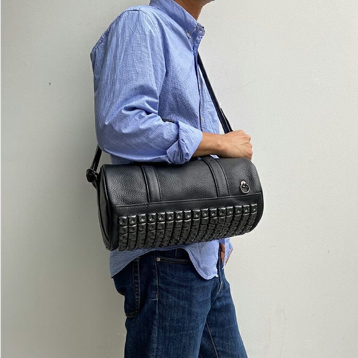 J-BG005)ENDUREレザーJAMスタッズ2WayドラムバッグショルダーバッグS