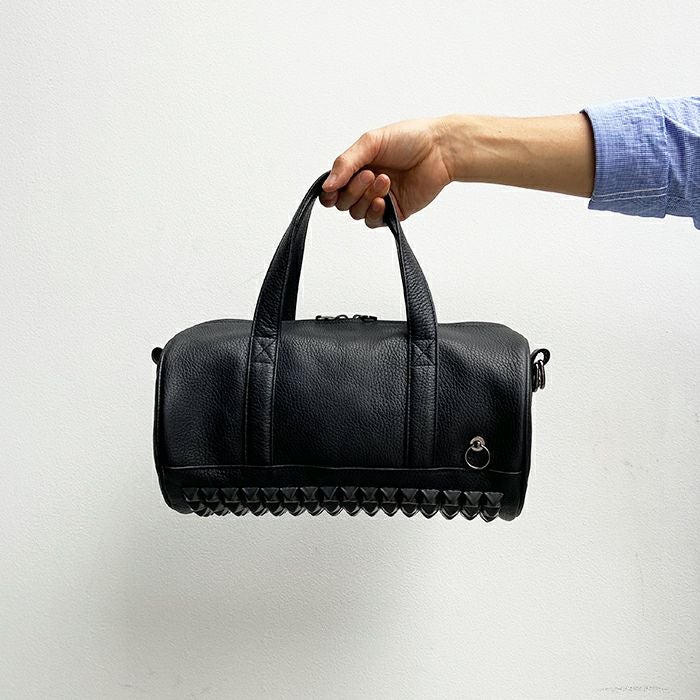 J-BG007)ENDUREレザースタッズ2WayドラムバッグショルダーバッグS