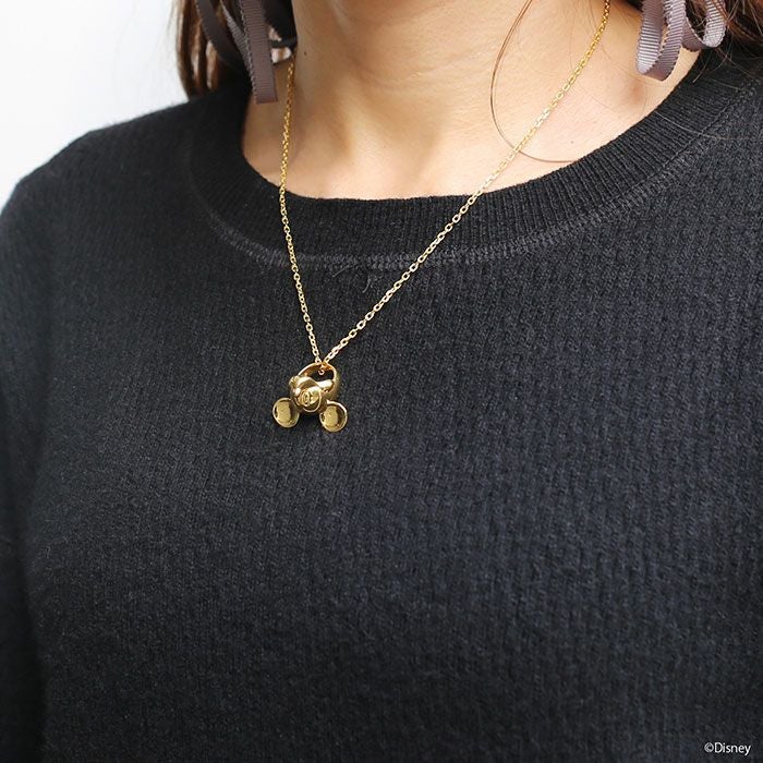 JWDNC005G)ミッキーマウスベビーリングネックレス-ゴールド