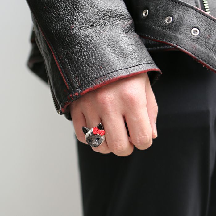 JKT030SV)ハローキティ/HelloKittyJAM猫フェイスリング/指輪 サンリオ