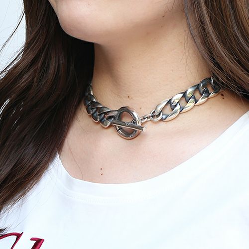 JNS1020)クラシックネックレス喜平チェーン-ブラックダイヤモンド-45cm
