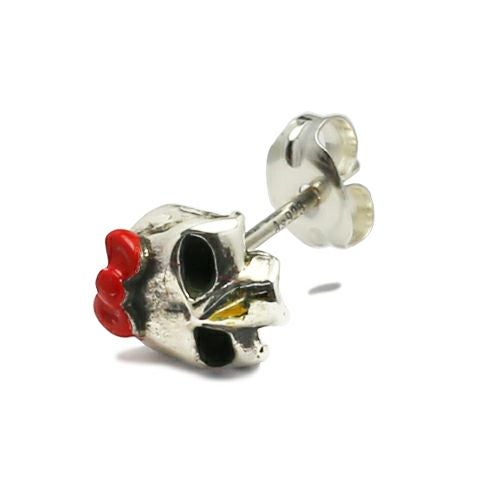 JKT027SV)ハローキティ/HelloKittyスカルフェイスピアス-シルバー/片耳