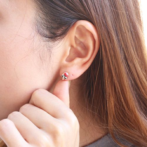 JKT027SV)ハローキティ/HelloKittyスカルフェイスピアス-シルバー/片耳