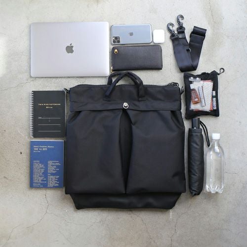 JNS1035)エシカル レザー & エココーデュラ コンビ ヘルメットバッグ