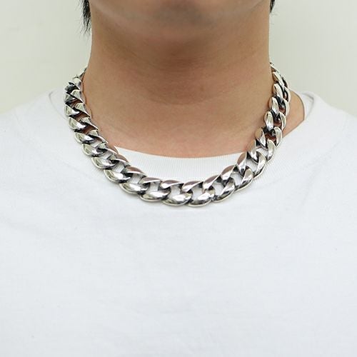 JNS1021)クラシックネックレス喜平チェーン-ブラックダイヤモンド-50cm