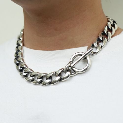 JNS1021)クラシックネックレス喜平チェーン-ブラックダイヤモンド-50cm
