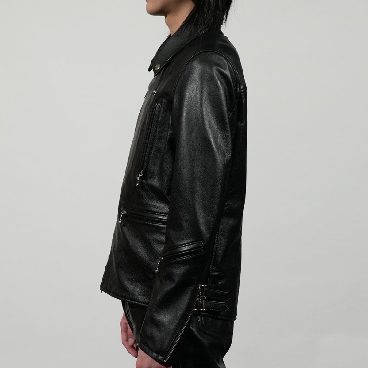 JNS1052-B)レザーライダースジャケット