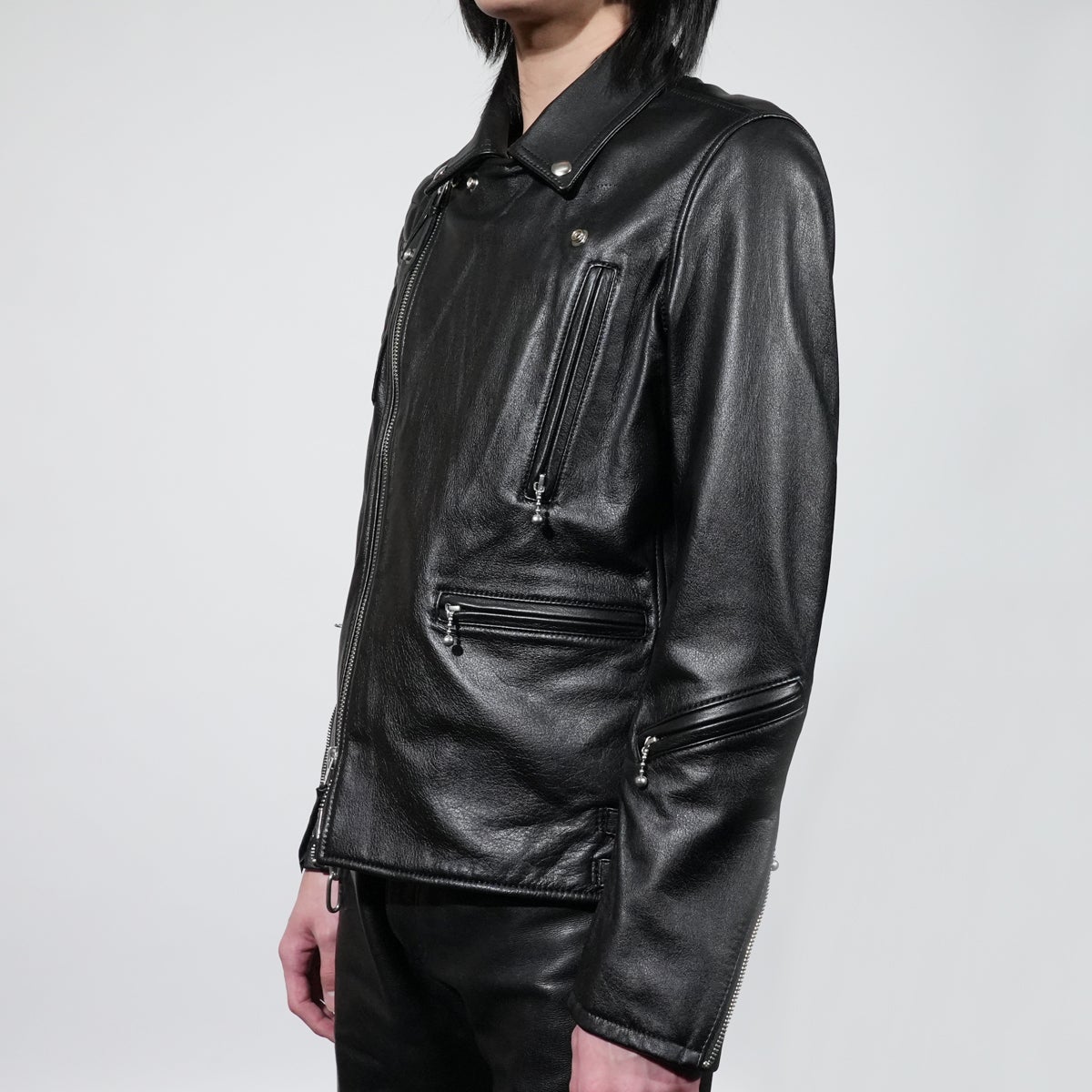 JNS1052-B)レザーライダースジャケット