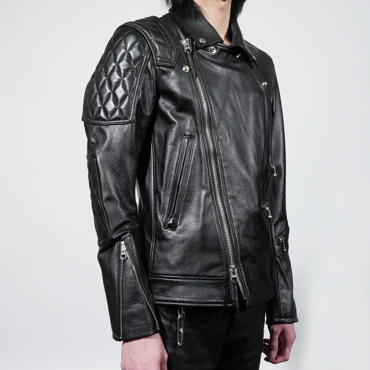 JNS1052-B)レザーライダースジャケット