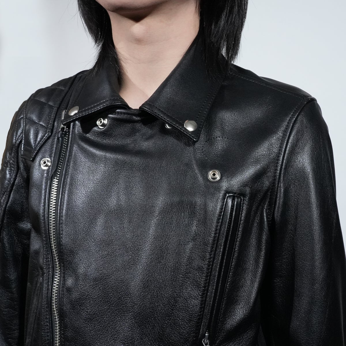 JNS1052-B)レザーライダースジャケット