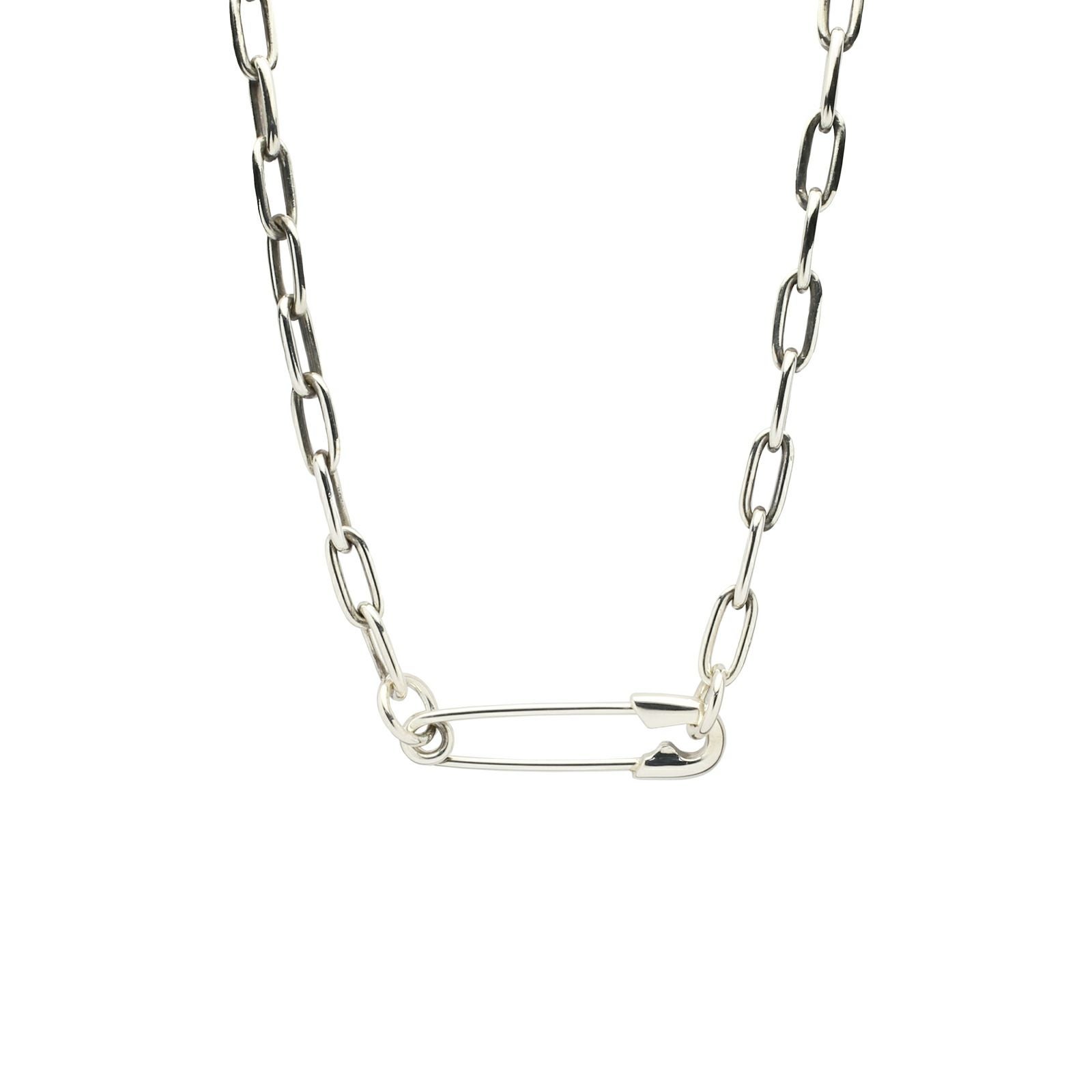 J-NC014-SV)安全ピン長アズキチェーンダイヤモンドネックレスS