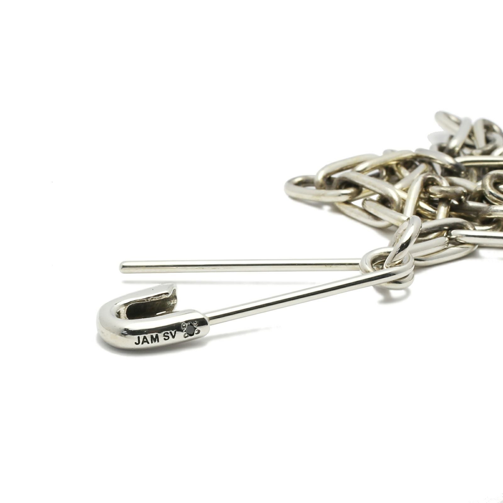 J-NC023-SV)安全ピン長アズキチェーンダイヤモンドネックレスM