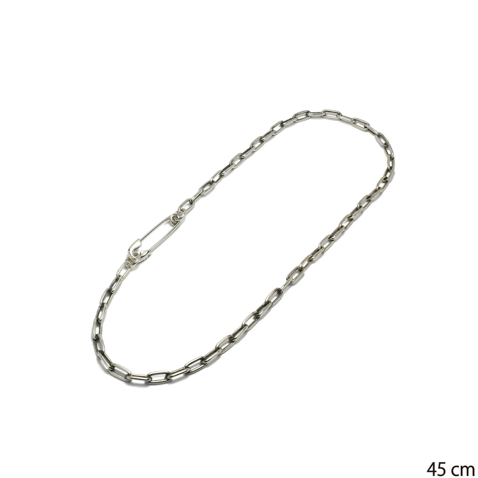 J-NC023-SV)安全ピン長アズキチェーンダイヤモンドネックレスM