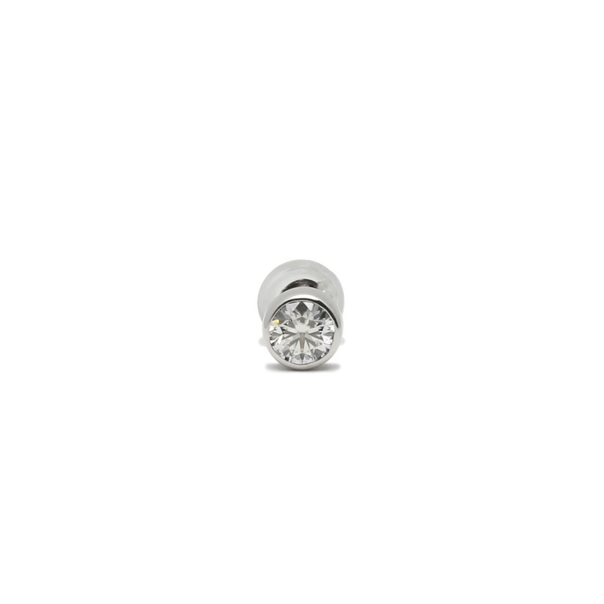 JNS1072)モアサナイトモダンピアス 4mm -プラチナ900/片耳