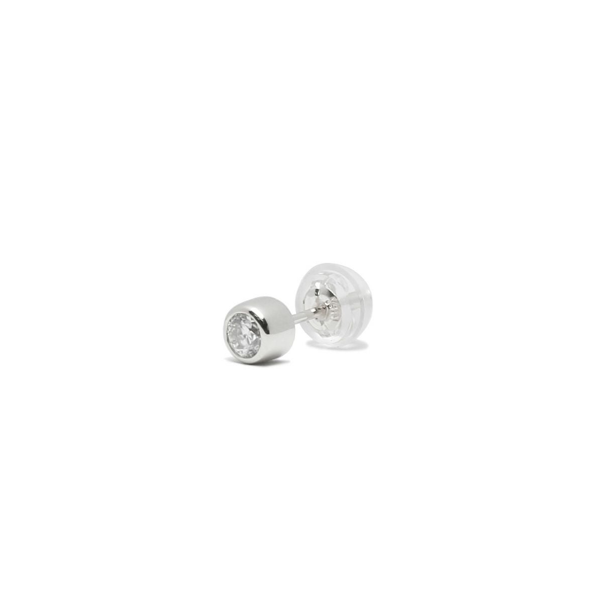 JNS1068)モアサナイトモダンピアス 3mm -プラチナ900/片耳