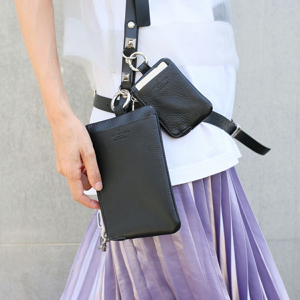 手ぶらL字ZIPポーチ/フラグメントケース スコッチガードレザー