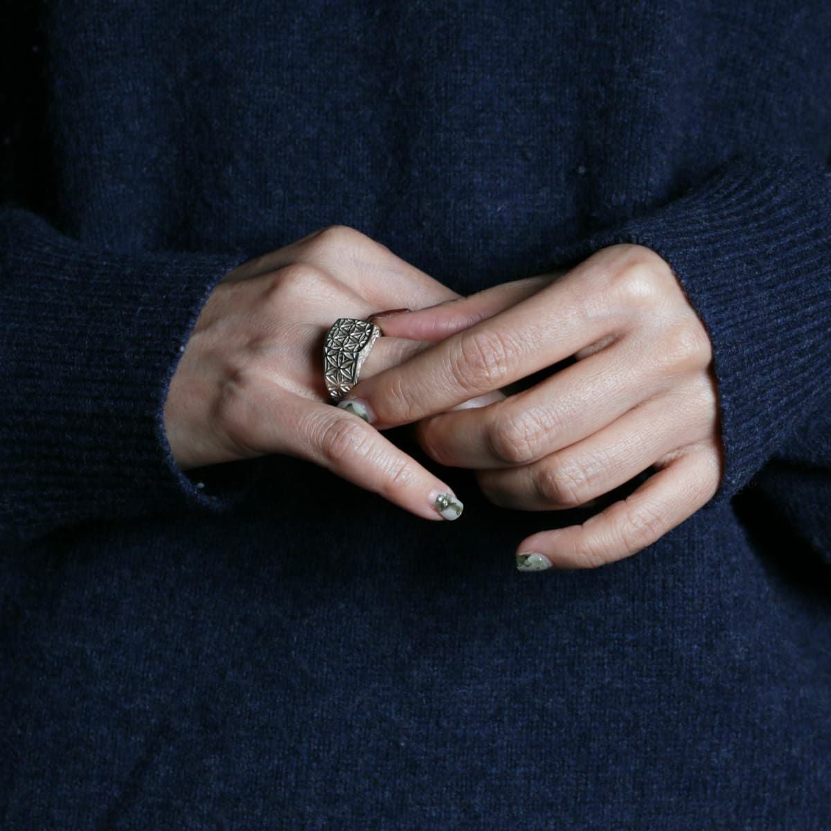 JNS1257R)034 透かしフラワーオブライフリング/指輪 - シルバー