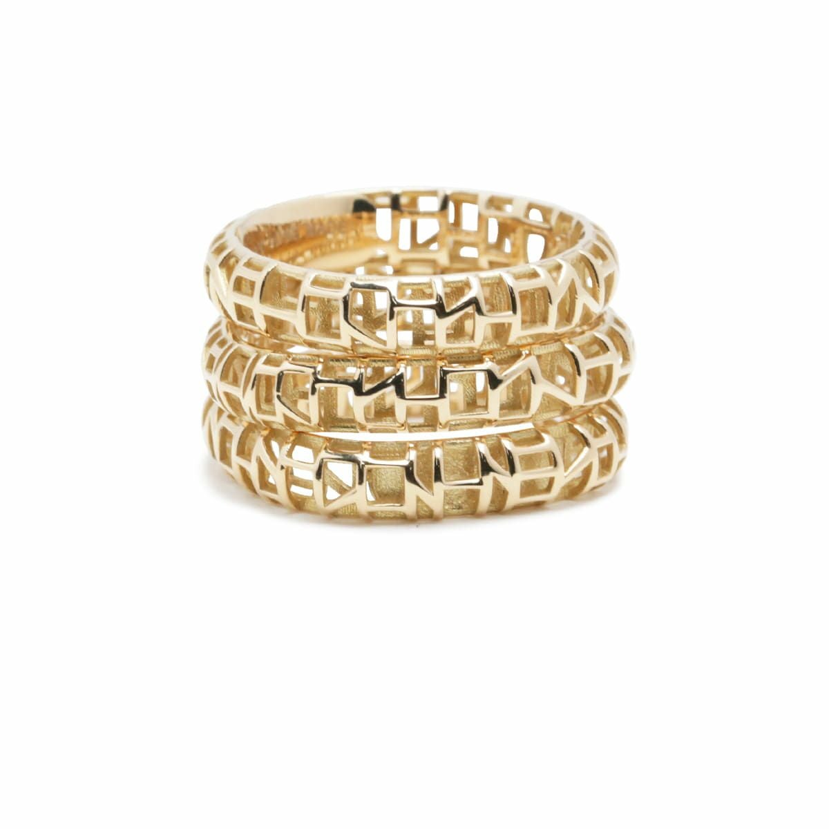 JNS1254)034 しかく透かしリング/指輪 M - K18/イエローゴールド