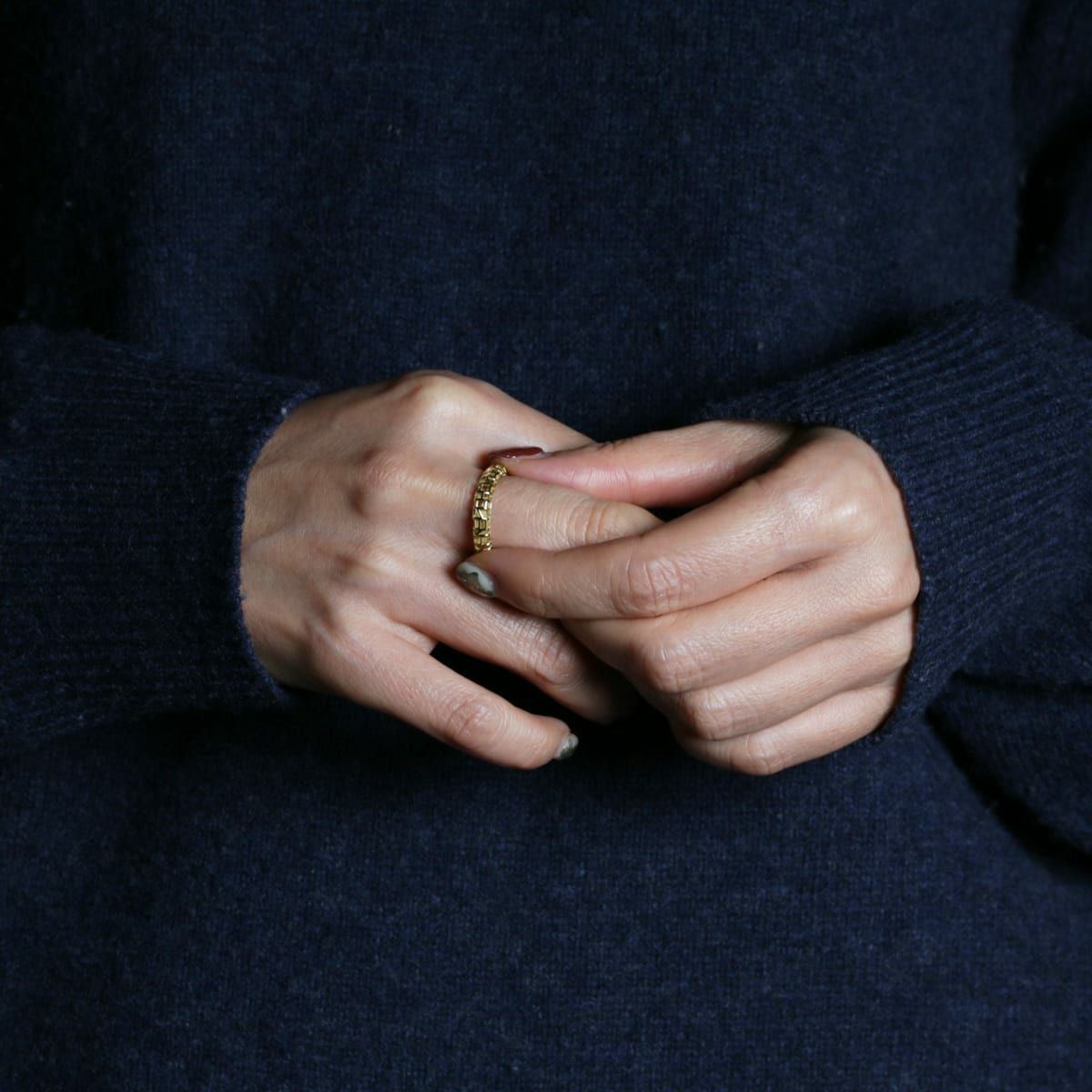 JNS1254)034 しかく透かしリング/指輪 M - K18/イエローゴールド