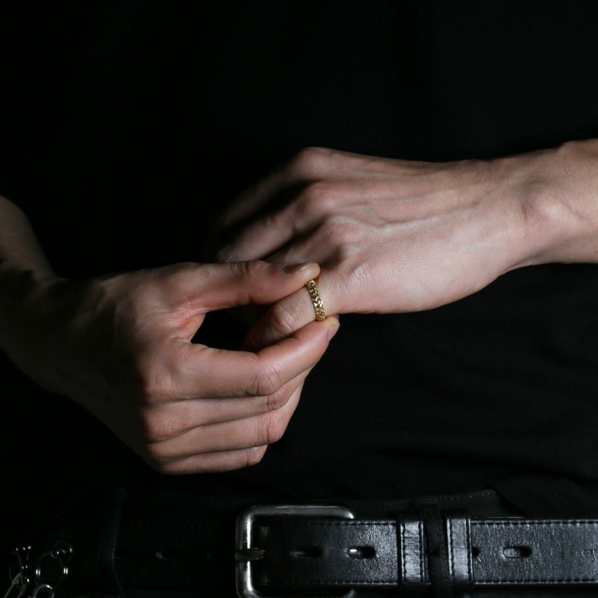 JNS1254)034 しかく透かしリング/指輪 M - K18/イエローゴールド