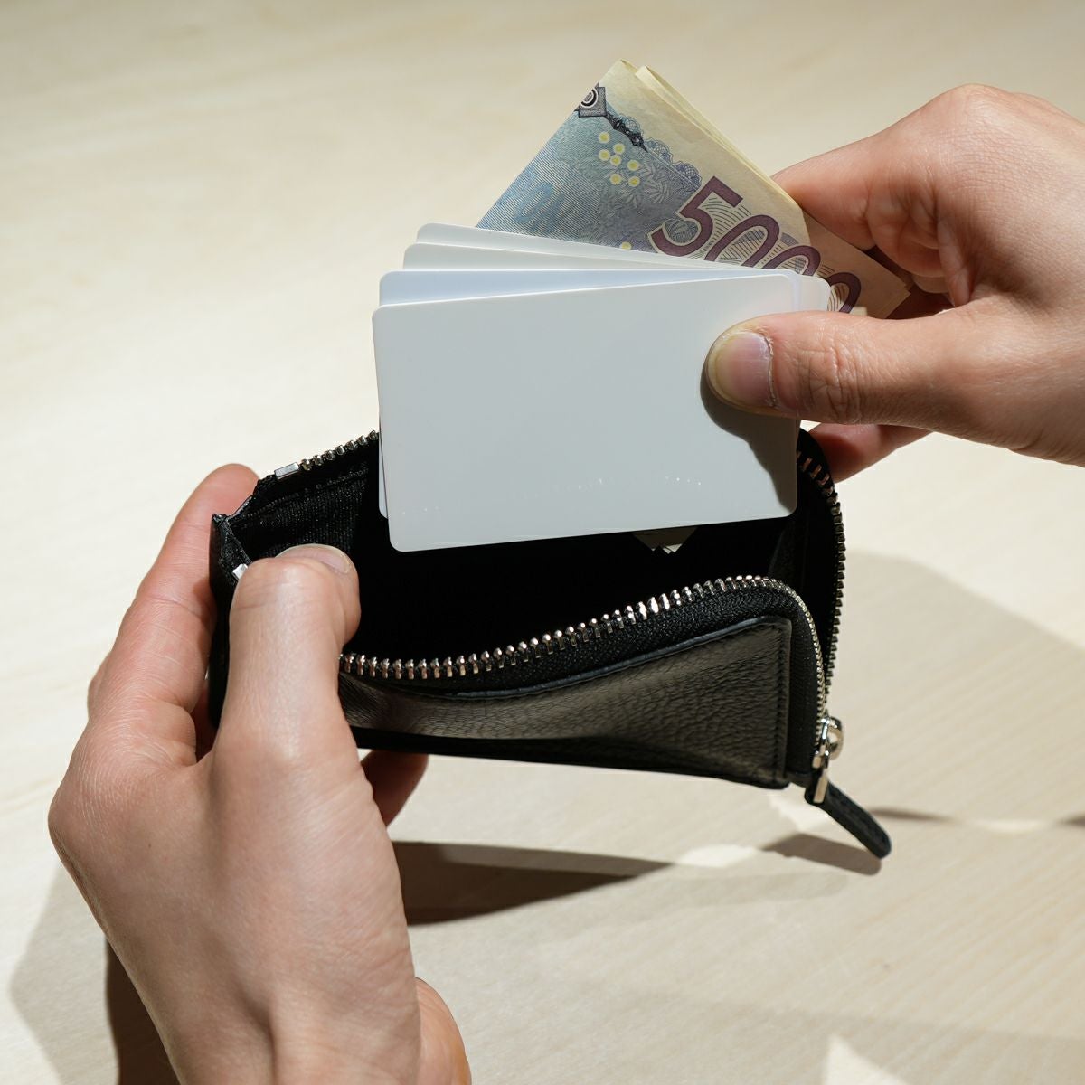 JNS1221)4NK trick mini ジップマルチウォレット キャッシュレス対応の