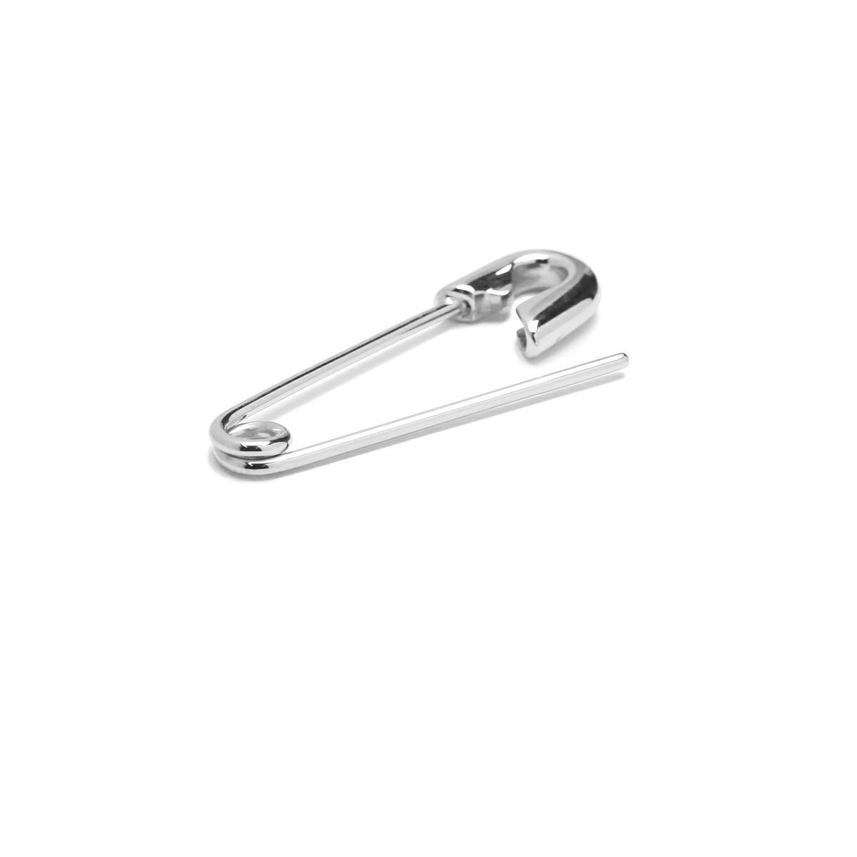 J-PI050-RP)安全ピンダイヤモンドピアスM-シルバー（鏡面仕上）/片耳