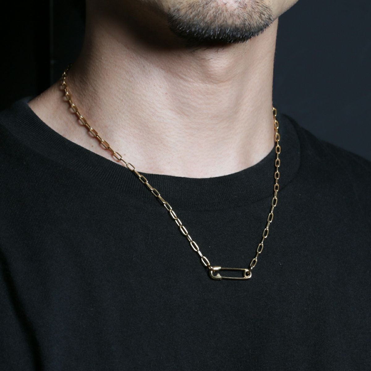 J-NC014-GP)安全ピン長アズキチェーンダイヤモンドネックレスS J-NC014-GP)安全ピン長アズキチェーンダイヤモンドネックレスS