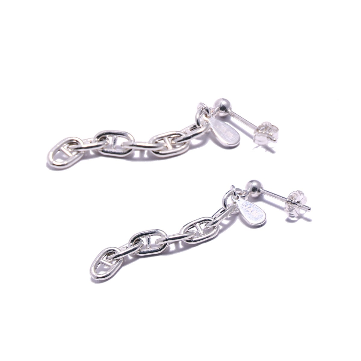 JNS1374B)ホロウ マリンチェーン ピアス 6pcs シルバー925 - 両耳
